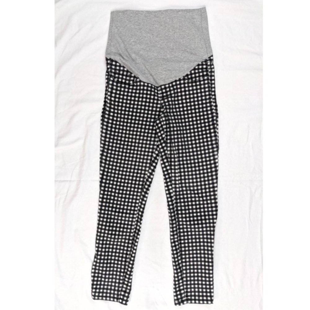 Thyme Maternity Check Slim Fit Pants Size XS